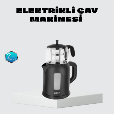 Sinbo Elektrikli Çay Makinesi 1.7 L Su Isıtıcı ve Cam Demlikli Güvenli Kullanım