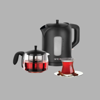 Sinbo Elektrikli Çay Makinesi 1.7 L Su Isıtıcı ve Cam Demlikli Güvenli Kullanım