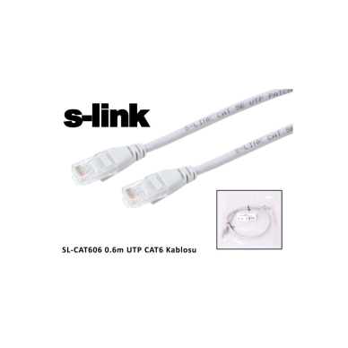 S-LINK SL-CAT606 CAT6 Patch 60CM Kablo (Gri)(1923)