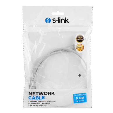 S-LINK SL-CAT606 CAT6 Patch 60CM Kablo (Gri)(1923)