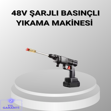 48V Kablosuz Yıkama Makinesi – 2 Pil Köpük Tankı ve Ayarlanabilir