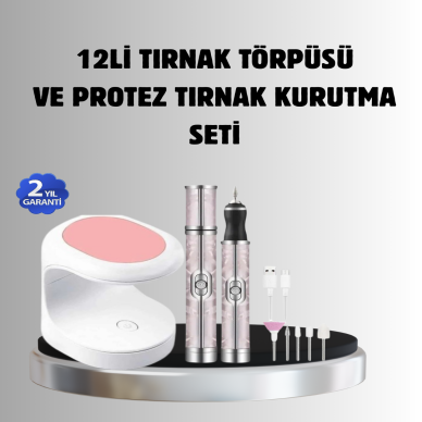 Tırnak Matkabı ve LED Oje Kurutucu 2’li Profesyonel Bakım Seti