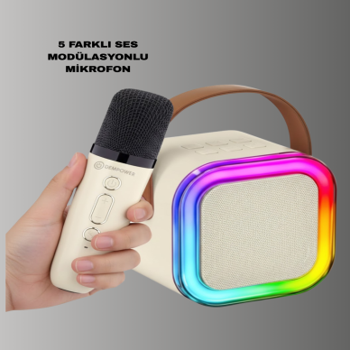 Karaoke Mikrofon Hoparlör Seti Bluetooth Kablosuz Taşınabilir