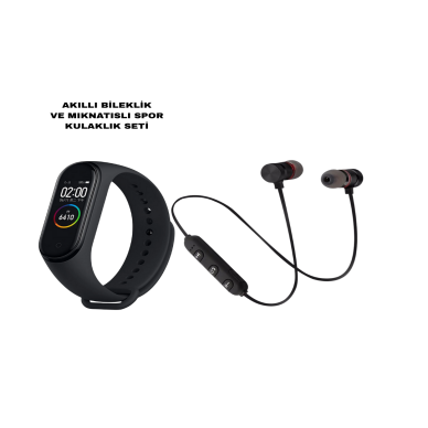 M6 Akıllı Bileklik ve Bluetooth Spor Kulaklık 2’li Set