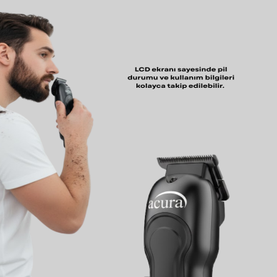 7000 RPM Güçlü Motorlu LCD Göstergeli Şarjlı Tıraş Makinesi