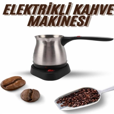Elektrikli Cezve 800 Watt Paslanmaz Çelik Türk Kahve Makinesi Saplı