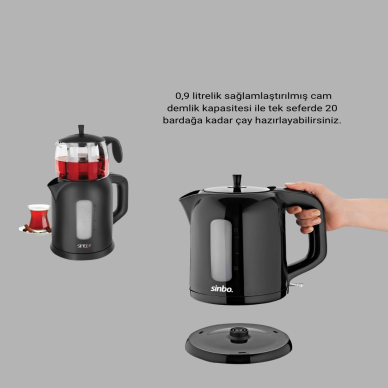 Çaycı Cam Demlikli 1800W Güçlü ve Sıcak Tutmalı Elektrikli Çay Makinesi