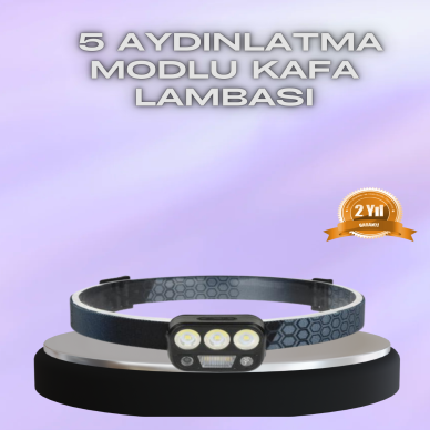 El Hareket Sensörlü LED Kafa Feneri 5 Mod Ayarlanabilir