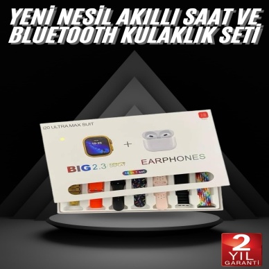 Akıllı Saat ve Air Pro Kulaklık 7 Kordonlu Çok Fonksiyonlu İkili Set