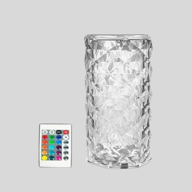 Kristal Tasarımlı RGB LED Gece Lambası – Kumandalı Renk Değiştiren Dekoratif Işık