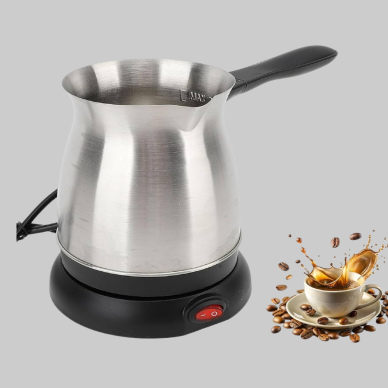 Paslanmaz Çelik Elektrikli Cezve 800W 6 Fincan Kapasiteli