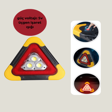 Solar Şarjlı Üçgen LED Park ve İkaz Lambası