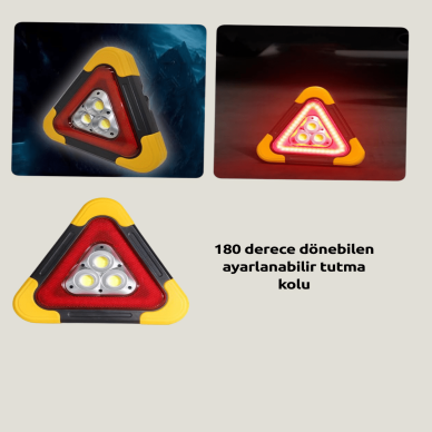 Solar Şarjlı Üçgen LED Park ve İkaz Lambası