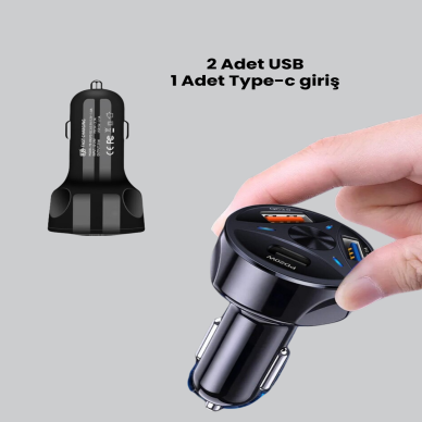 55W Hızlı Araç Şarj Cihazı Quick Charge 3.0 ve PD Destekli