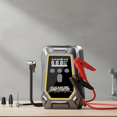 Akü Takviye Lastik Şişirme ve Powerbank Özellikli Çok Fonksiyonlu Cihaz