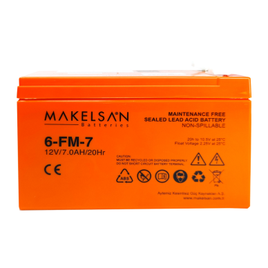 MAKELSAN 12V 7Ah Bakımsız Kuru Akü. UPS için Uygundur.(1923)