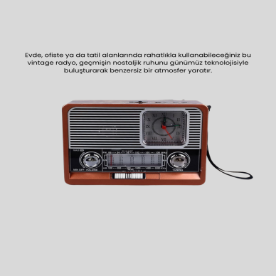 Dekoratif Vintage Radyo – Klasik Görünüm Modern Fonksiyon ve Uzun Ömürlü Kullanım