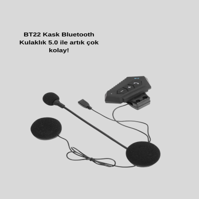 Motosiklet Kaskı İçin Bluetooth Kulaklık – Kablosuz Mikrofonlu Gürültü Azaltmalı BT22
