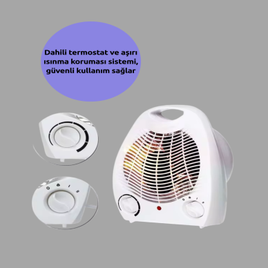 Mini Elektrikli Isıtıcı – 2000W Güç Fanlı Isıtma 3 Isı Modu