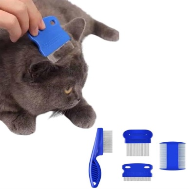 4lü Bit Pire Tarağı Set Kedi Köpek Evcil Hayvan Tüy Toplayıcı Mavi