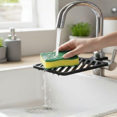 Damlama Tepsili Musluk Sünger Tutucu Tezgâh Üstü Düzenleyici