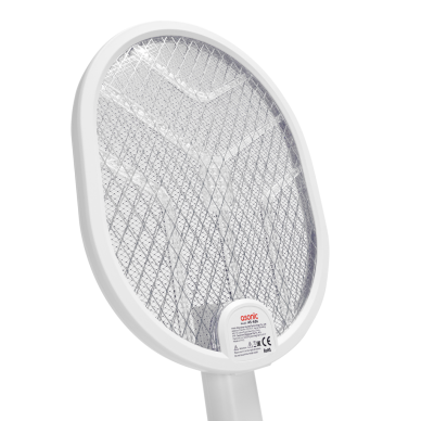 ASONIC AS-A26 Beyaz 3000V Raket Tipi UV Mor Işıklı 1200mAh Bataryalı Şarj Edilebilir Katlanabilir Sinek Öldürücü(1923)