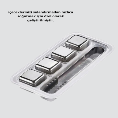Paslanmaz Metal Buz Küpleri Seti Klipsli Sulandırmadan Soğutma Özellikli