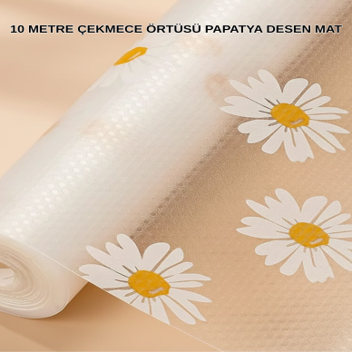 10 Metre Papatya Desenli Dolap İçi Kaymaz Koruyucu Mat