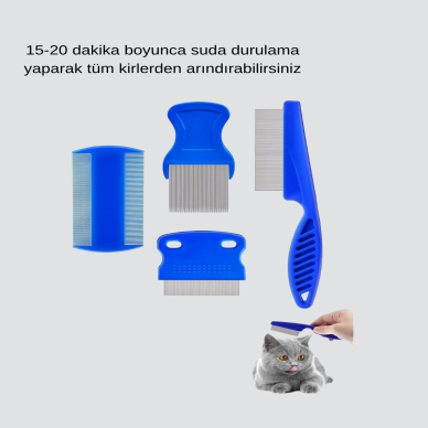 4’lü Evcil Hayvan Tüy Temizleme Seti – Paslanmaz ÇelikPlastik Pratik ve Hijyenik Bakım