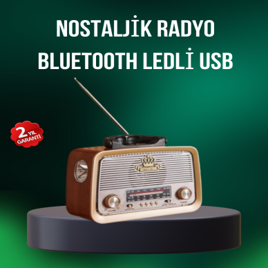 Taşınabilir Nostalji Radyo Bluetooth USB AUX Girişli