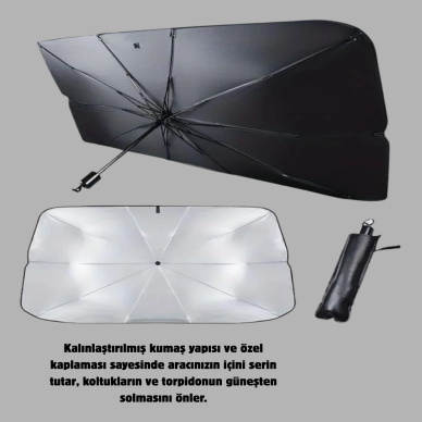 Ön Cam Güneşliği – Kalın Kumaş ve Cam Elyaf İskelet ile Maksimum UV Koruma