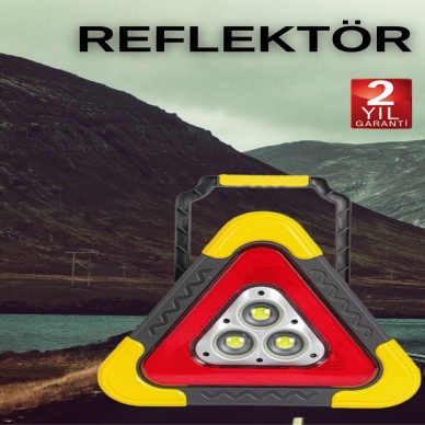 Işıklı Üçgen Reflektör Led Projektör Acil Durum Feneri Flaşör 500 Lümen
