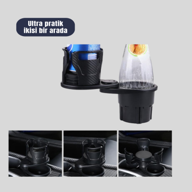 Otomobil Bardak Tutucu İkisi Bir Arada 360° Dönebilen Geniş Kapasiteli