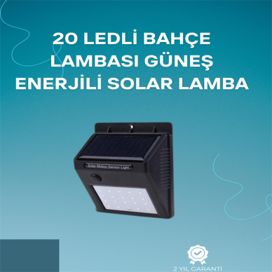 Hareket Sensörlü Solar Lamba | 120° Algılama Açısı 3-4 Metre Mesafe Suya Dayanıklı LED