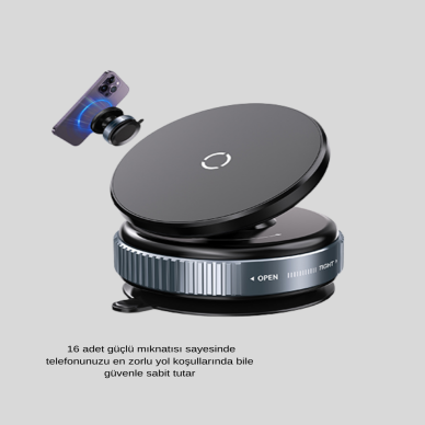 Vakumlu Vantuzlu Mıknatıslı Telefon Tutucu 360 Derece Döner
