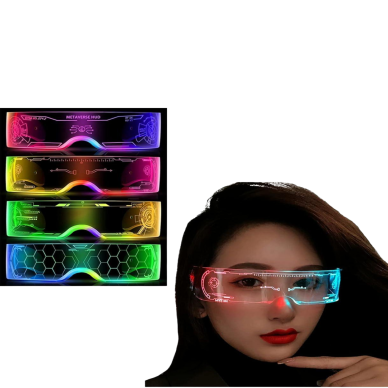 Aydınlatmalı LED Parti Gözlüğü Çok Renkli Modlu Cyberpunk Tasarım