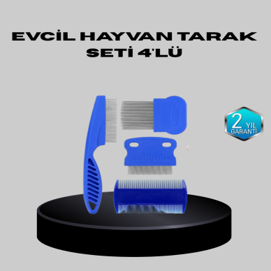 Evcil Hayvan Tüy Bakım Seti – 4’lü Paslanmaz Çelik ve Eco Plastik Kolay Temizlenebilir ve Dayanıklı