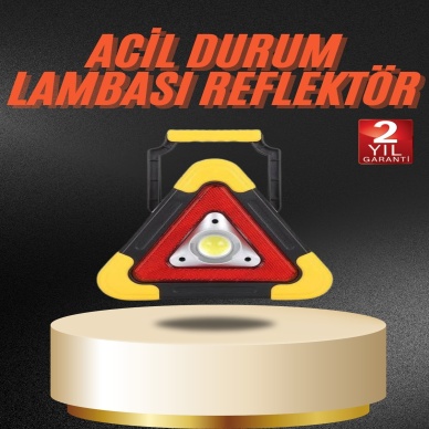 Işıklı İkaz Lambası Reflektör Şarjlı Işıklı Üçgen LED Acil Durum Feneri