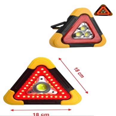 Işıklı İkaz Lambası Reflektör Şarjlı Işıklı Üçgen LED Acil Durum Feneri