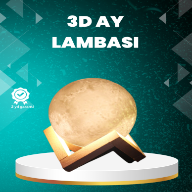 16 Renkli 3D Ay Gece Lambası RGB Modlu Şarjlı Uzaktan Kumandalı