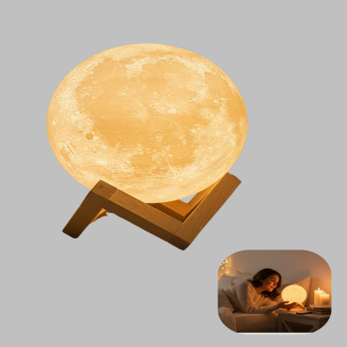 16 Renkli 3D Ay Gece Lambası RGB Modlu Şarjlı Uzaktan Kumandalı