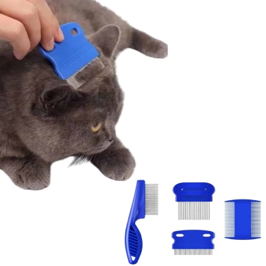 4lü Bit Pire Tarağı Set Kedi Köpek Evcil Hayvan Tüy Toplayıcı Mavi