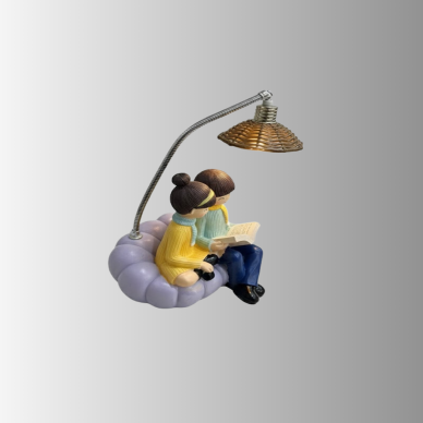 Okuyan Çift Figürlü Dekoratif Gece Lambası Hediye Seçeneği