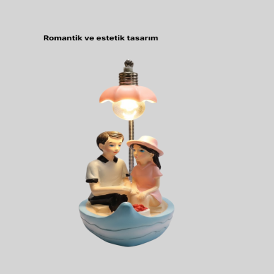 El Ele Tutuşan Çift Figürlü Dekoratif Gece Lambası Romantik Tasarım