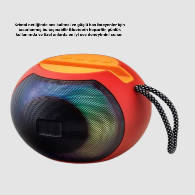 Taşınabilir Bluetooth Hoparlör – RGB Işıklı Güçlü Bas ve 8 Saat Pil Ömrü