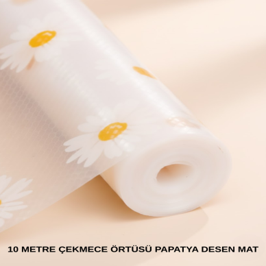 10 Metre Papatya Desenli Yapışmaz Kaydırmaz Çekmece Örtüsü