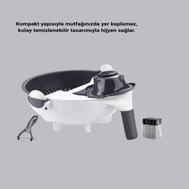 Çok Fonksiyonlu Döner Rende Süzgeç Hazneli Ergonomik Sebze Doğrayıcı