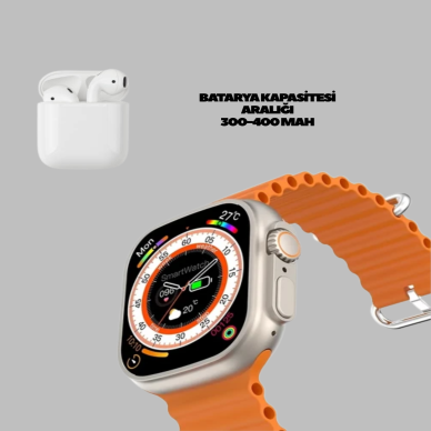 Watch 9 Max Akıllı Saat Kulaklık Seti Sağlık Takipli 45 mm Geniş Ekran