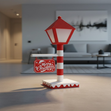 Noel Temalı Tabelalı Lamba Dekoratif Aydınlatma Yılbaşı Süsü