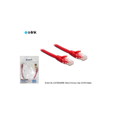 S-LINK SL-CAT6030RE CAT6 Patch 30CM Kablo(Kırmızı)(1923)